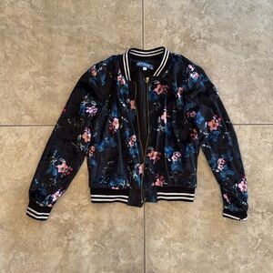 True Me by Sara Sara Black Floral Bomber Jacket, Size Small, Never worn!